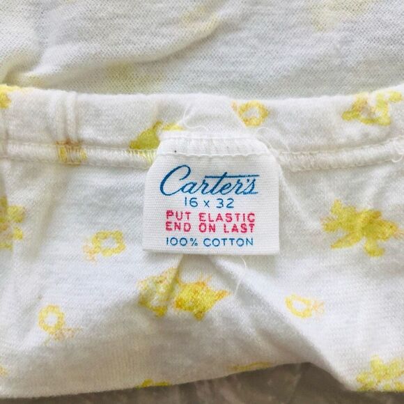vintage carters receiving blanket crib sheet tiny yellow puppy cat bear crafts - Picture 8 of 8